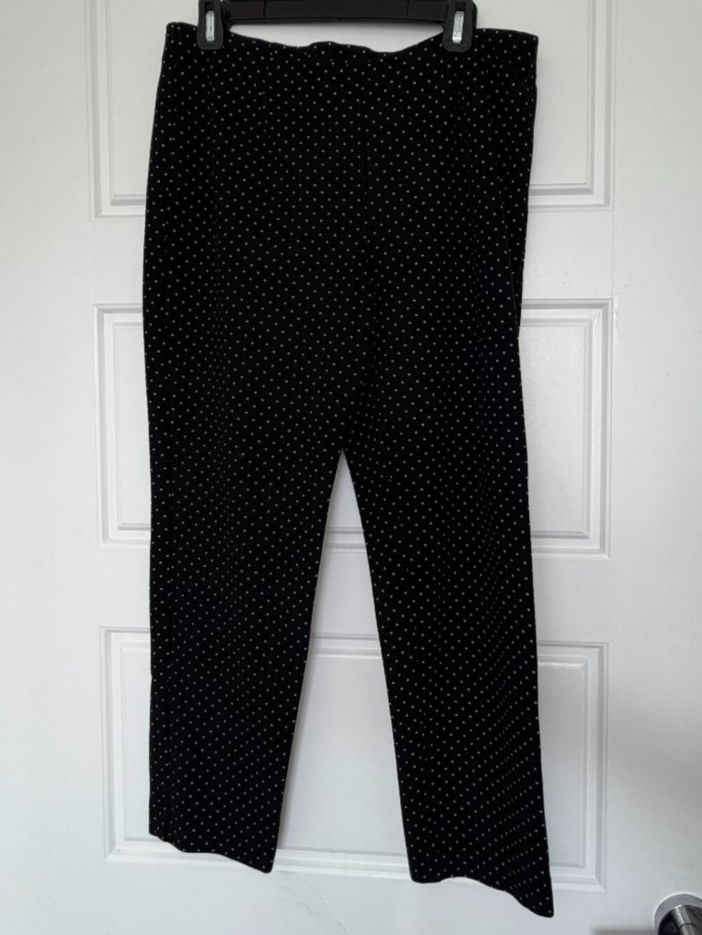 J. Jill Ponte Slim Leg Pants Women Medium Black White Polka Dots Stretch Pullon